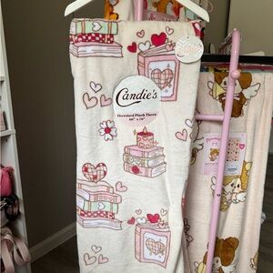 Candie's Cream and Pink Heart Plush Throw